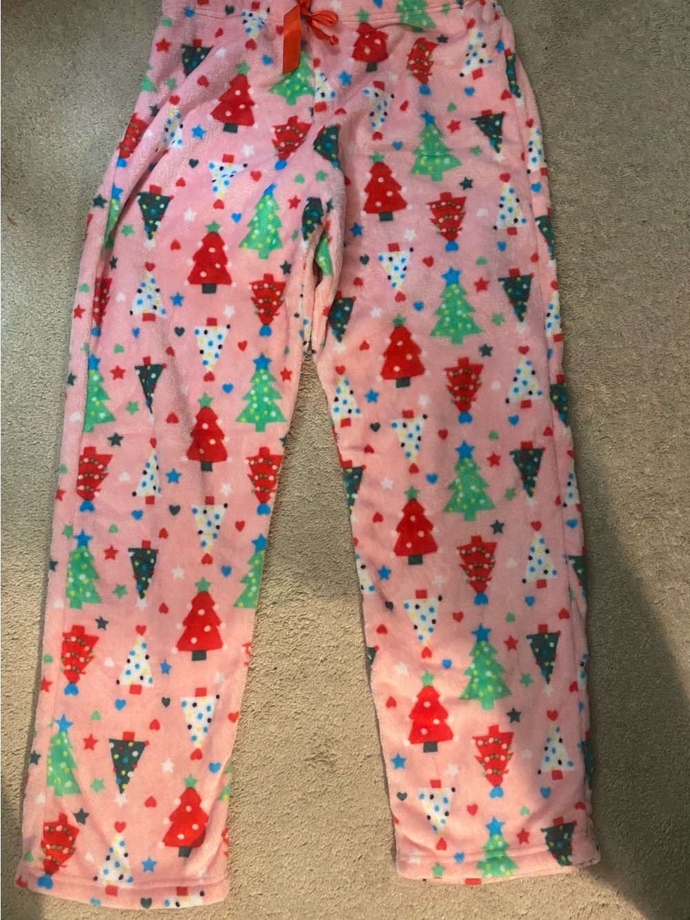 Fashion Nova Pink soft Fleece Pajama Pants with Multicolor Tree Print